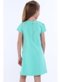 Girls\' dress with pockets, dark mint NDZ8149 - Online store - Boutique